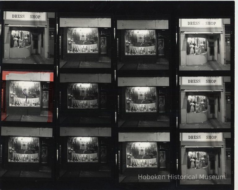 B+W negative contact sheet of images of Hoboken taken by John Conn. no date, [1976]. picture number 1