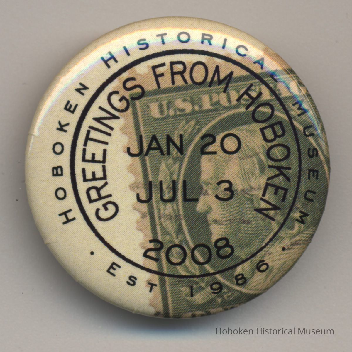 Exhibit button: Hoboken Historical Museum. Est 1986. Greetings From Hoboken. Jan 20 Jul 3 2008. picture number 1