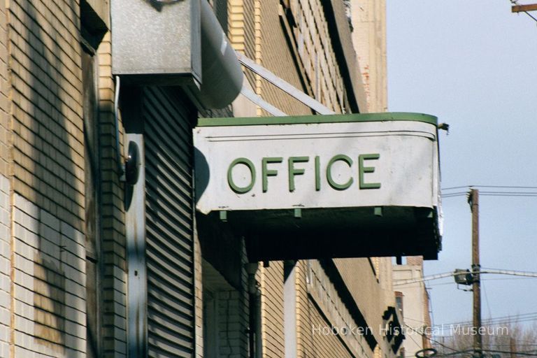 Color photo of marquee sign: Office at 38 Jackson Street, Hoboken, Jan. 3 & 4, 2002. picture number 1