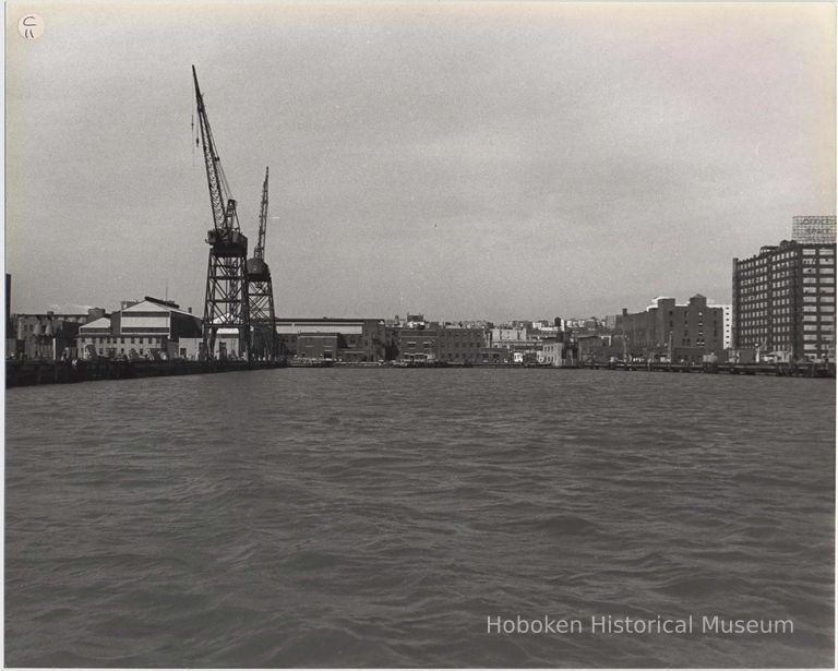 Digital image of B+W photo of the Hoboken waterfront, Hoboken, circa 1987. picture number 1