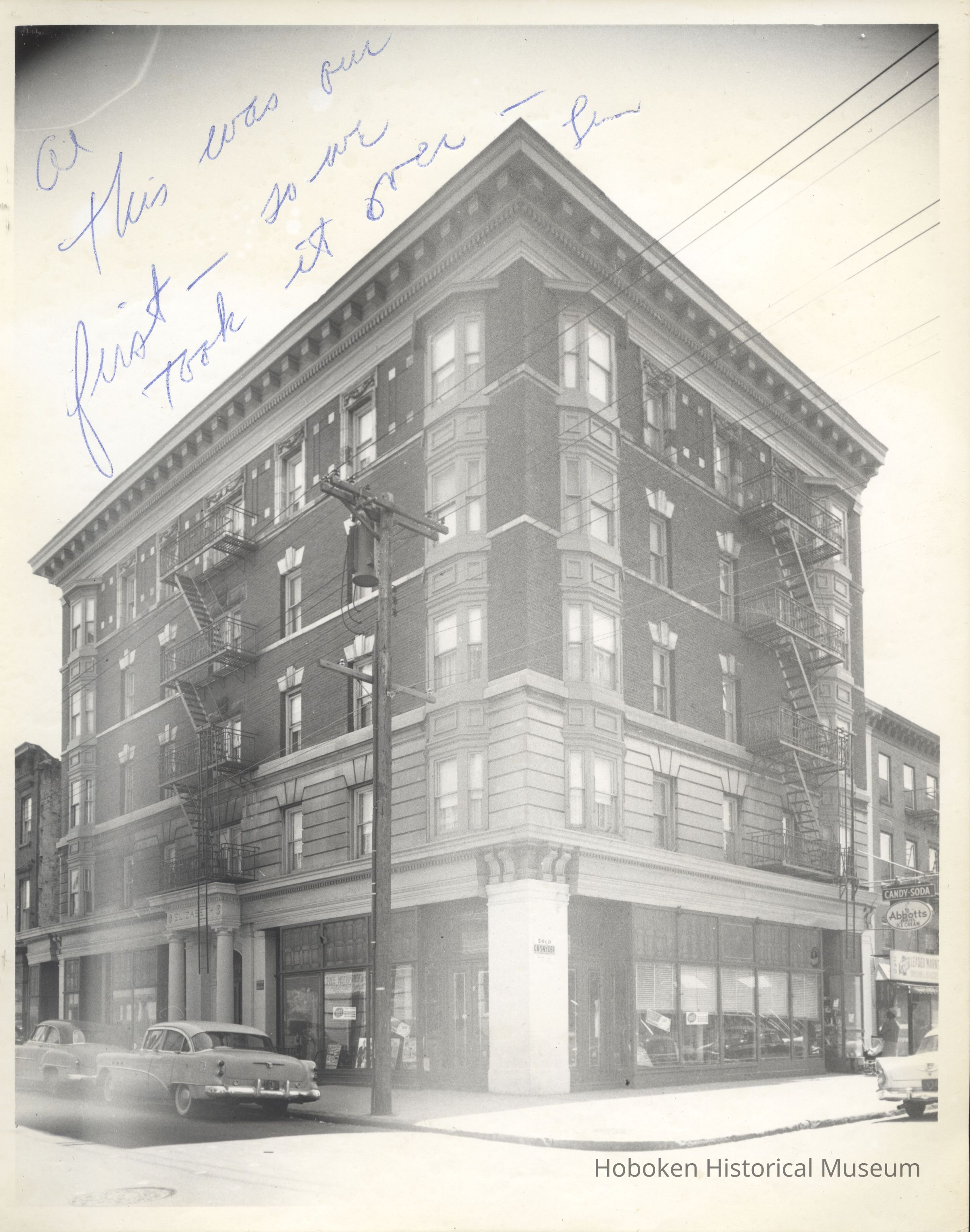 B&W photo of mixed-use apartment building at 245 Garden Street, Hoboken. picture number 1