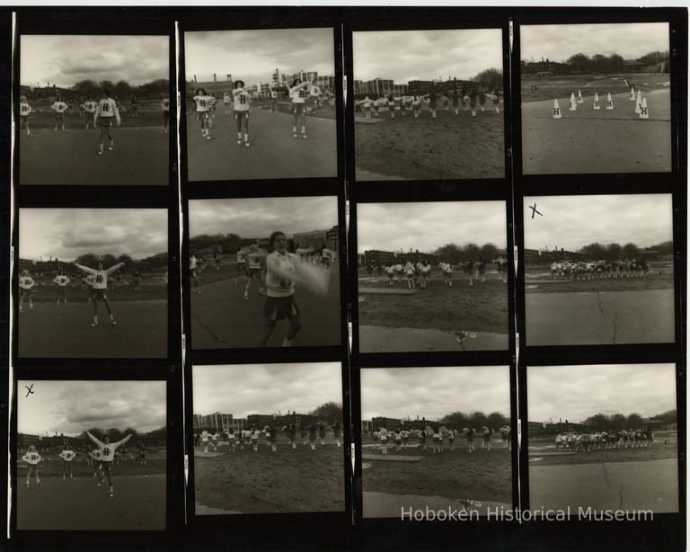 B+W negative contact sheet of images of Hoboken taken by John Conn. no date, [1976]. picture number 1