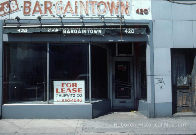 Color slide of an empty storefront at 420 Washington St., Hoboken, May, 1984. picture number 1