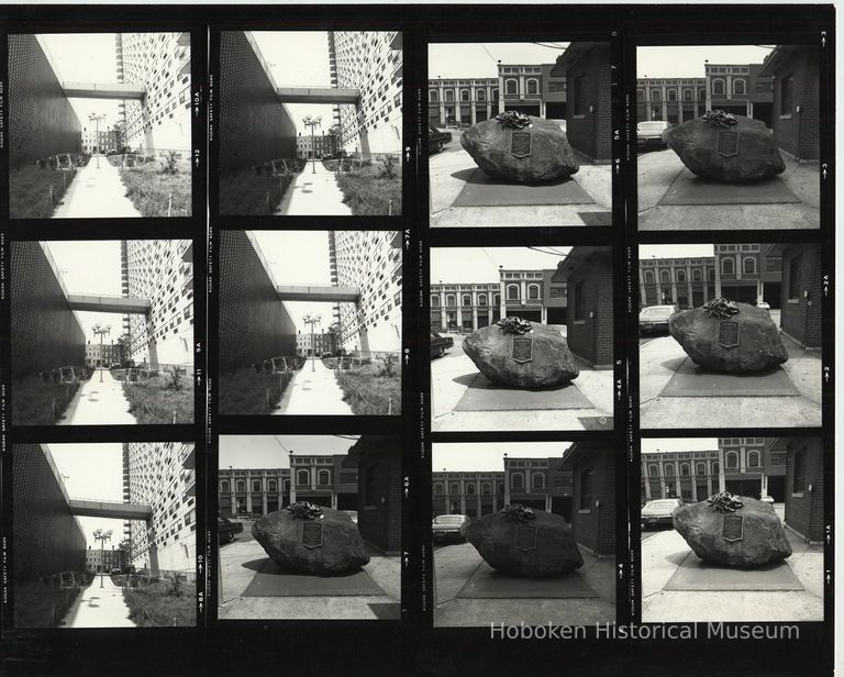 B+W negative contact sheet of images of Hoboken taken by John Conn. no date, [1976]. picture number 1