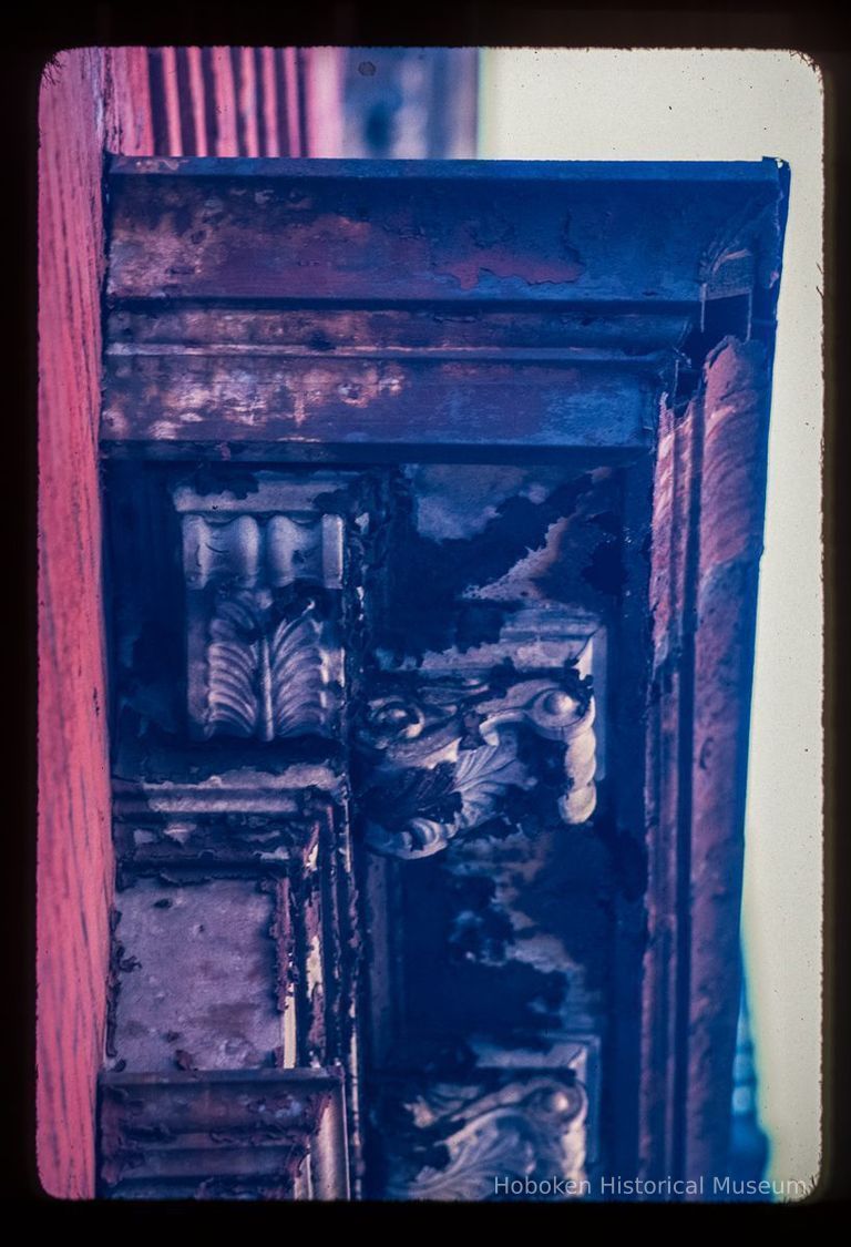 Color slide of detail view of cornice and brackets on a building on 3rd between Garden and Park picture number 1