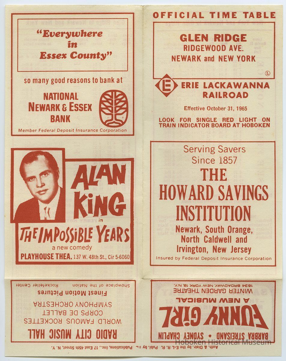 1, outside: Glen Ridge, Ridgewood Ave., Newark and New York