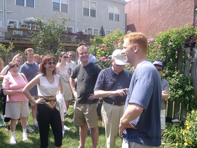 Digital color image of the gardens and people on the Secret Gardens Tour, Hoboken Historical Museum, Hoboken, June 9, 2002. picture number 1