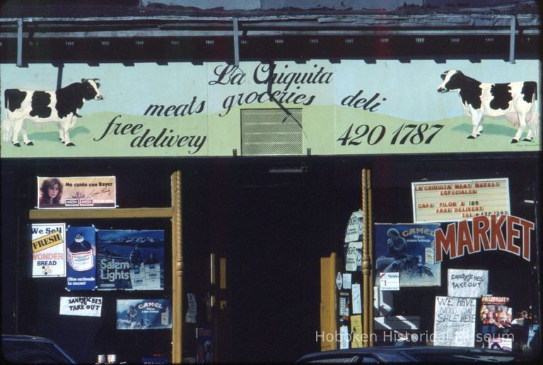 Color slide of a store front of the former La Chiquita Market, Washington St., Hoboken, October, 1984. picture number 1