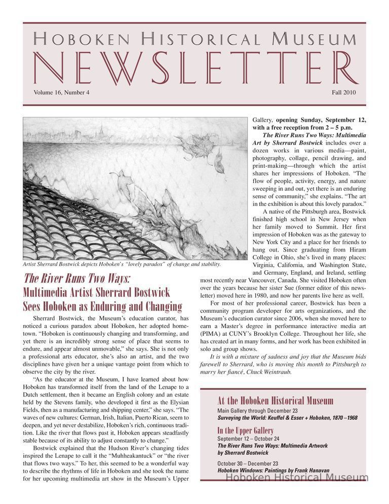 Hoboken Historical Museum Newsletter [Second Series], Volume 16, Number 4, Fall 2010. picture number 1