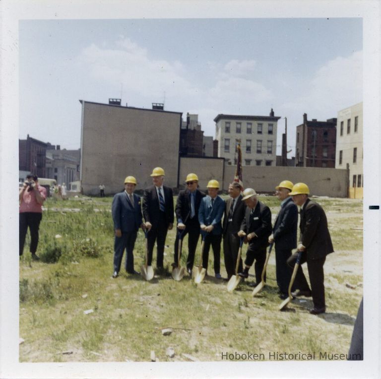 ground-breaking ceremony on the west side 100 block of Hudson St.