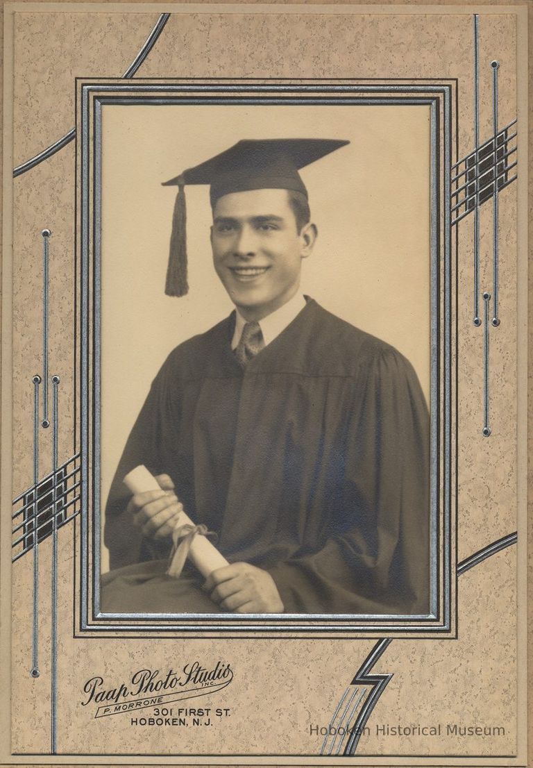 Digital image of Paul Samperi in graduation cap and gown from 1944. picture number 1