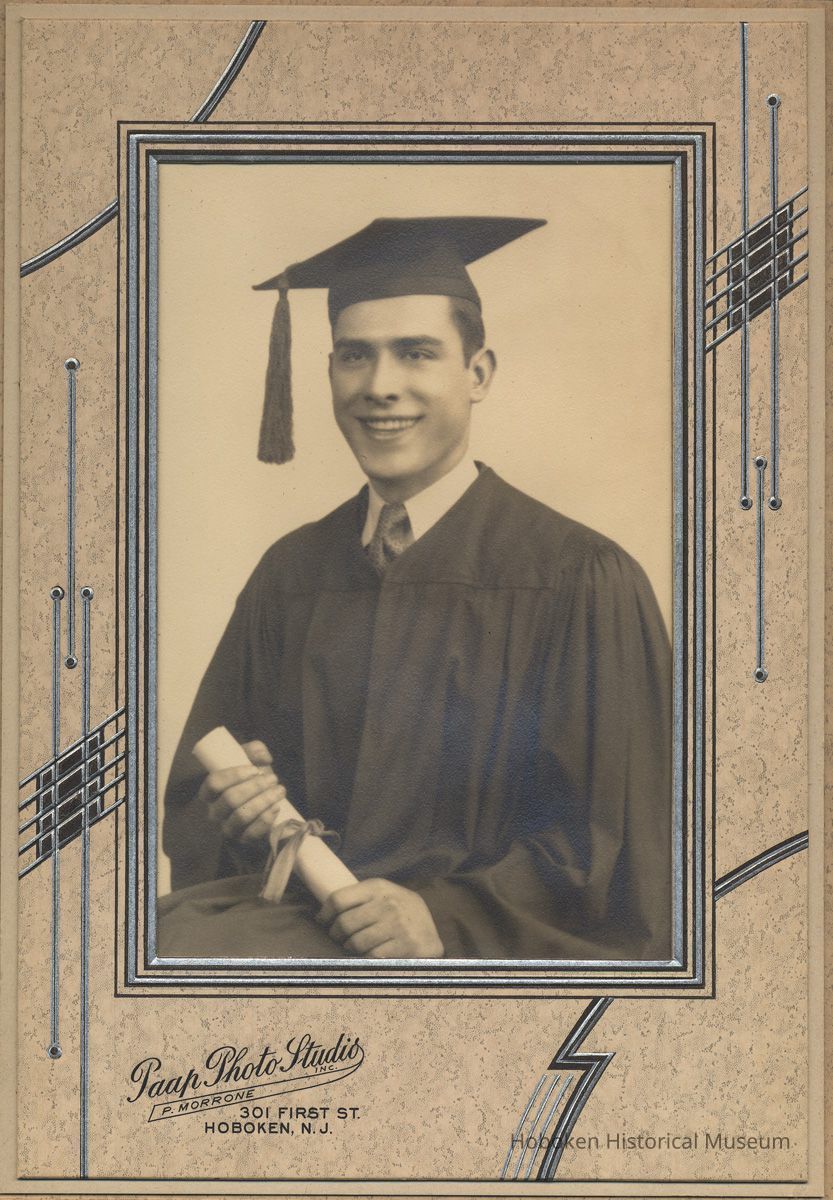 Digital image of Paul Samperi in graduation cap and gown from 1944. picture number 1