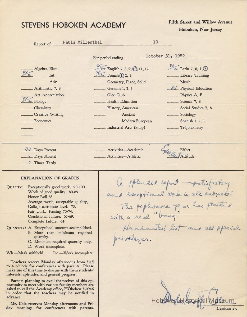report Oct. 31, 1952
