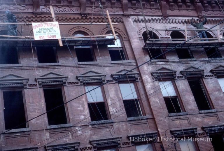 Color slide of building under renovation on or near Newark and Garden Sts., Hoboken, ca. 1984. picture number 1