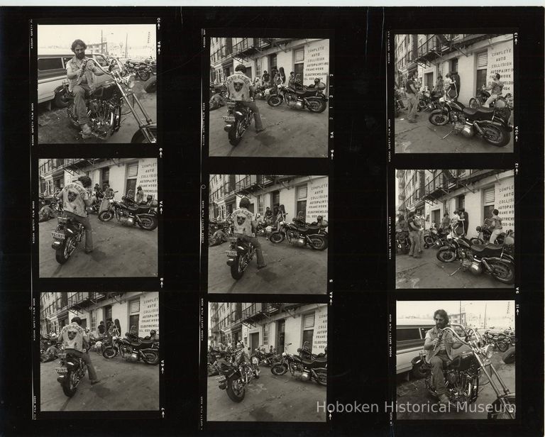 B+W negative contact sheet of images of Hoboken taken by John Conn. no date, [1976]. picture number 1