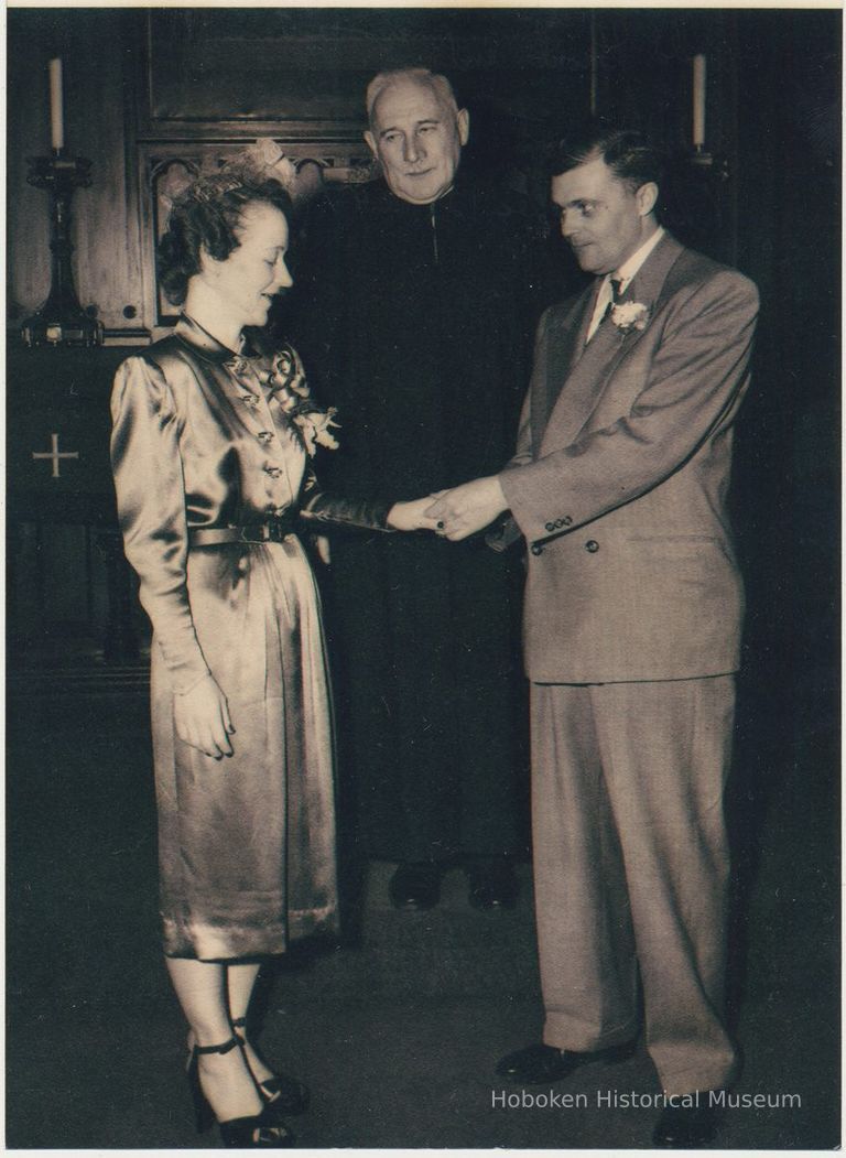 Photo of marriage ceremony of Antoinette Heitman & Harold Grouls, St. Matthew's Lutheran Church, Hoboken, Dec.12, 1947. picture number 1