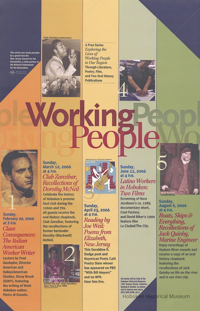 Poster for Working People lecture series, HHM, Hoboken, Feb.- Aug., 2006. picture number 1
