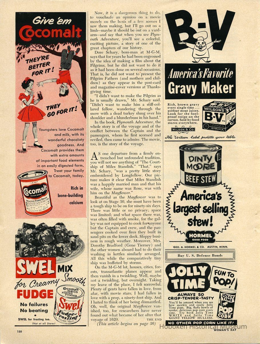 full page: ad left, Cocomalt; Swel; Woman's Day, Sept. 1952