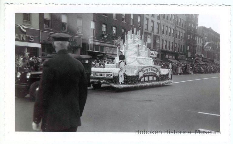 Schoning's City Hall Bake Shop float in Hoboken Centennial parade