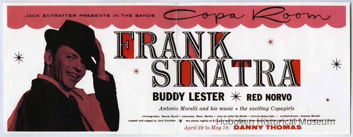 Lobby sign card: Frank Sinatra, Sands, Copa Room