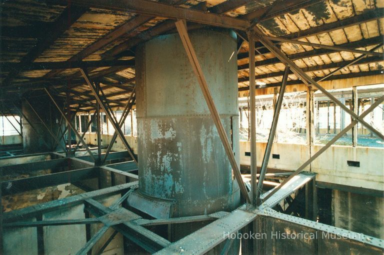 Digital image of color photo of the interior of the former Hudson & Manhattan Rail Road powerhouse, Jersey City, March, 2000. picture number 1