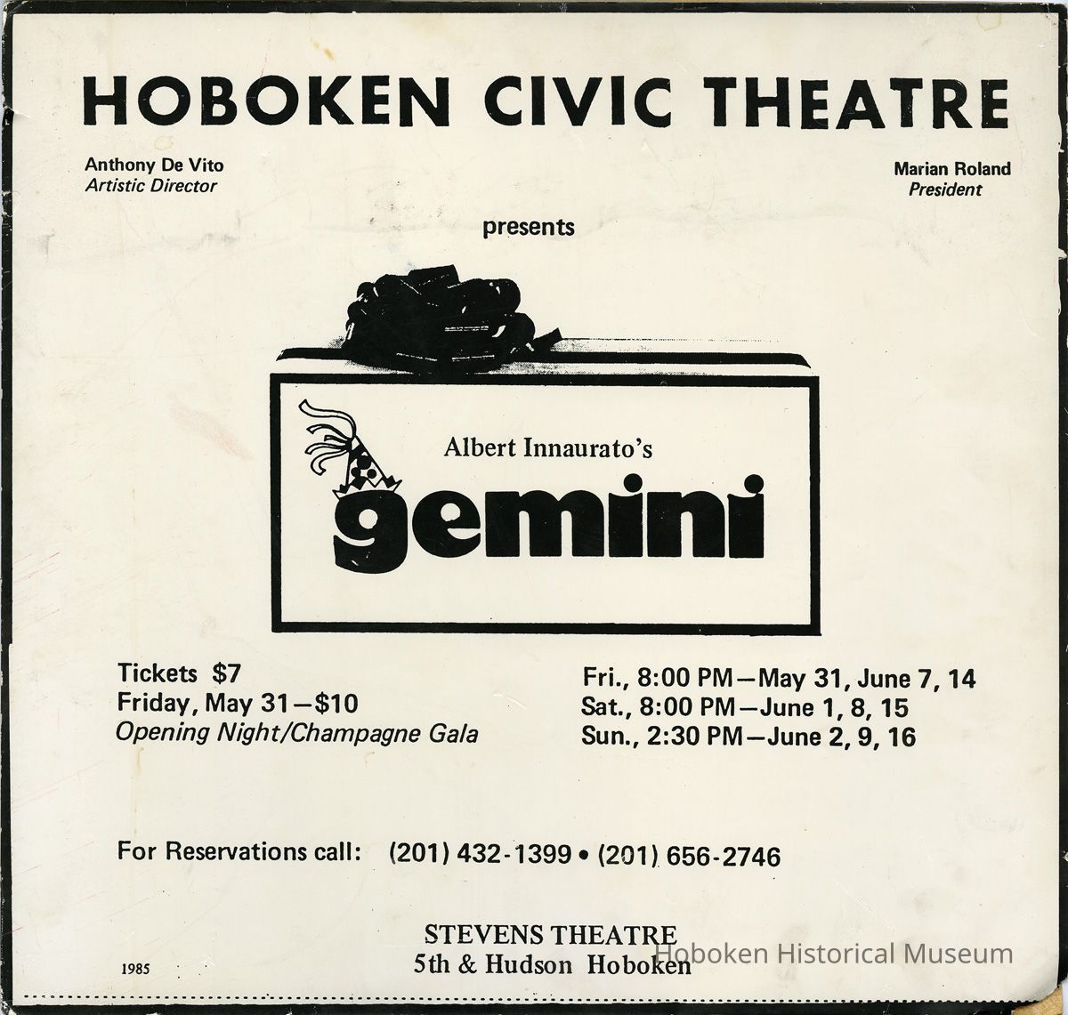 Hoboken Civic Theatre: Albert Innaurato's Gemini.