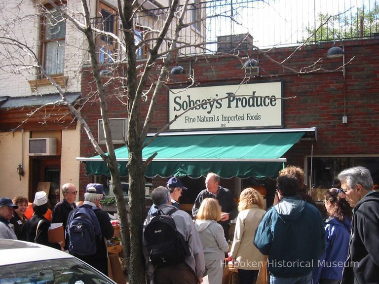 Digital copy of color photo of tour members outside Sobsey's Produce, 92 Bloomfield St., Hoboken, Oct. 18, 2003. picture number 1