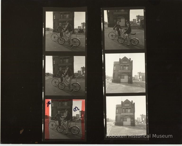 B+W negative contact sheet of images of Hoboken taken by John Conn. no date, [1976]. picture number 1