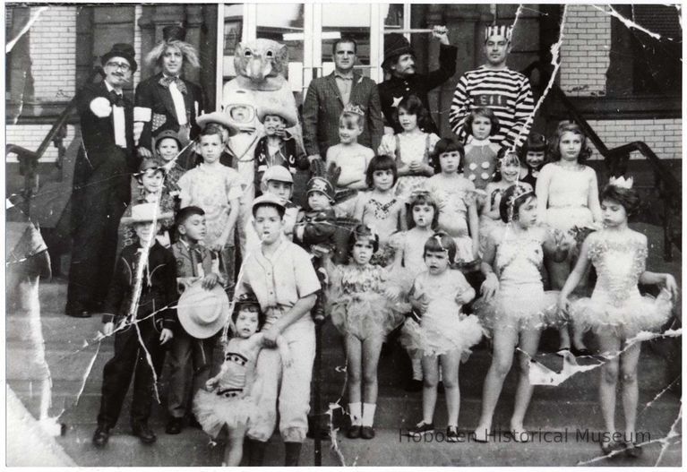 group of costumed participants in the first Ragamuffin Parade, Hoboken