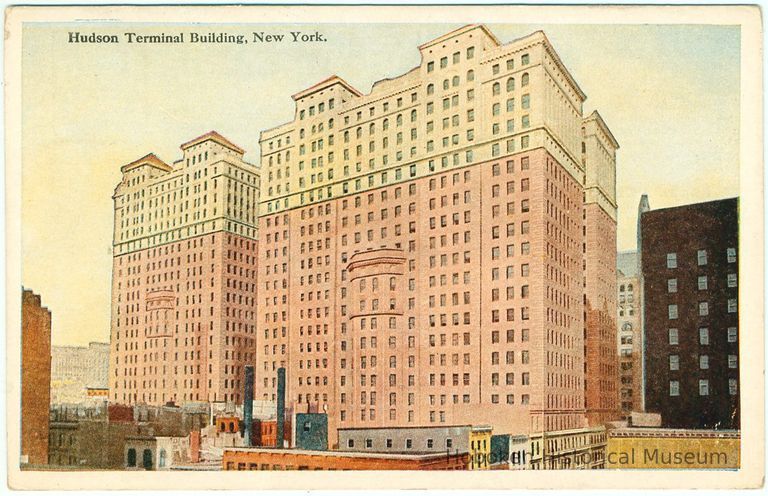 Digital image of Hudson & Manhattan R.R. postcard titled: Hudson Terminal Building, New York. No date, ca. 1908 picture number 1