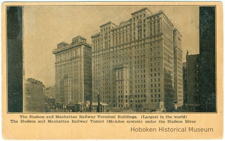 Digital image of Hudson & Manhattan R.R. postcard titled: The Hudson and Manhattan Railway Terminal Buildings (Largest in the world). 1908. picture number 1