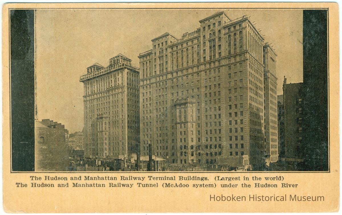 Digital image of Hudson & Manhattan R.R. postcard titled: The Hudson and Manhattan Railway Terminal Buildings (Largest in the world). 1908. picture number 1