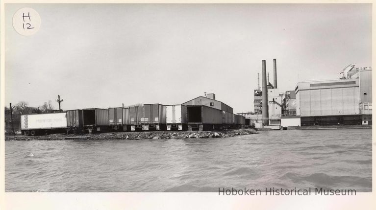 Digital image of B+W photo of the Hoboken waterfront, Hoboken, circa 1987. picture number 1