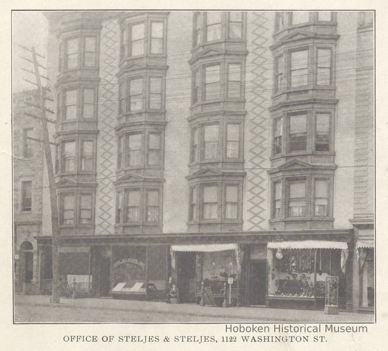 Printed B+W photograph of Steljes & Steljes (real estate & insurance), 1122 Washington Street, Hoboken, no date, ca. 1906-1908. picture number 1