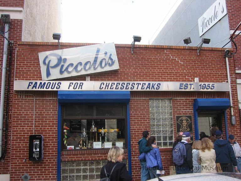 Digital copy of color photo of food tour members outside Piccolo's Clam Bar, 92 Clinton St., Hoboken, Oct. 18, 2003. picture number 1