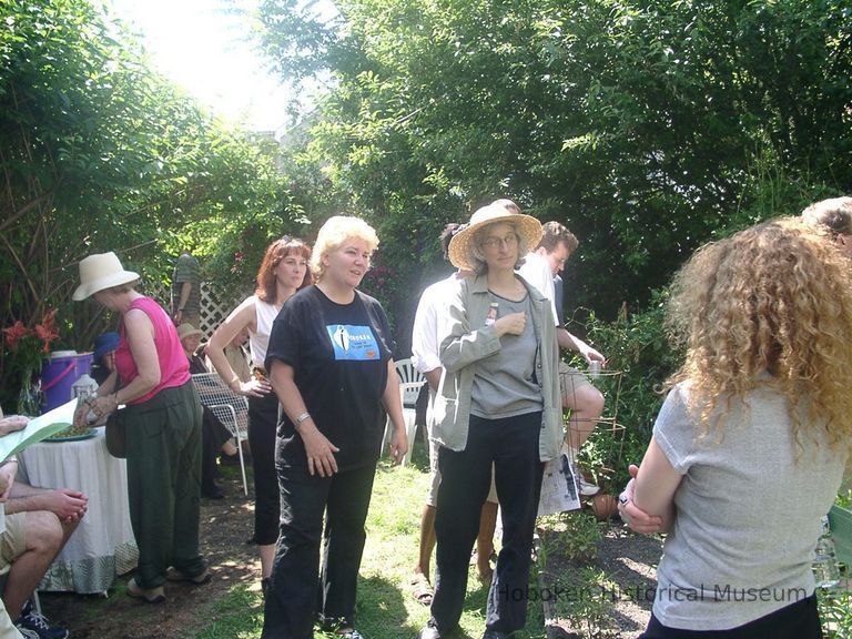 Digital color image of the gardens and people on the Secret Gardens Tour, Hoboken Historical Museum, Hoboken, June 9, 2002. picture number 1