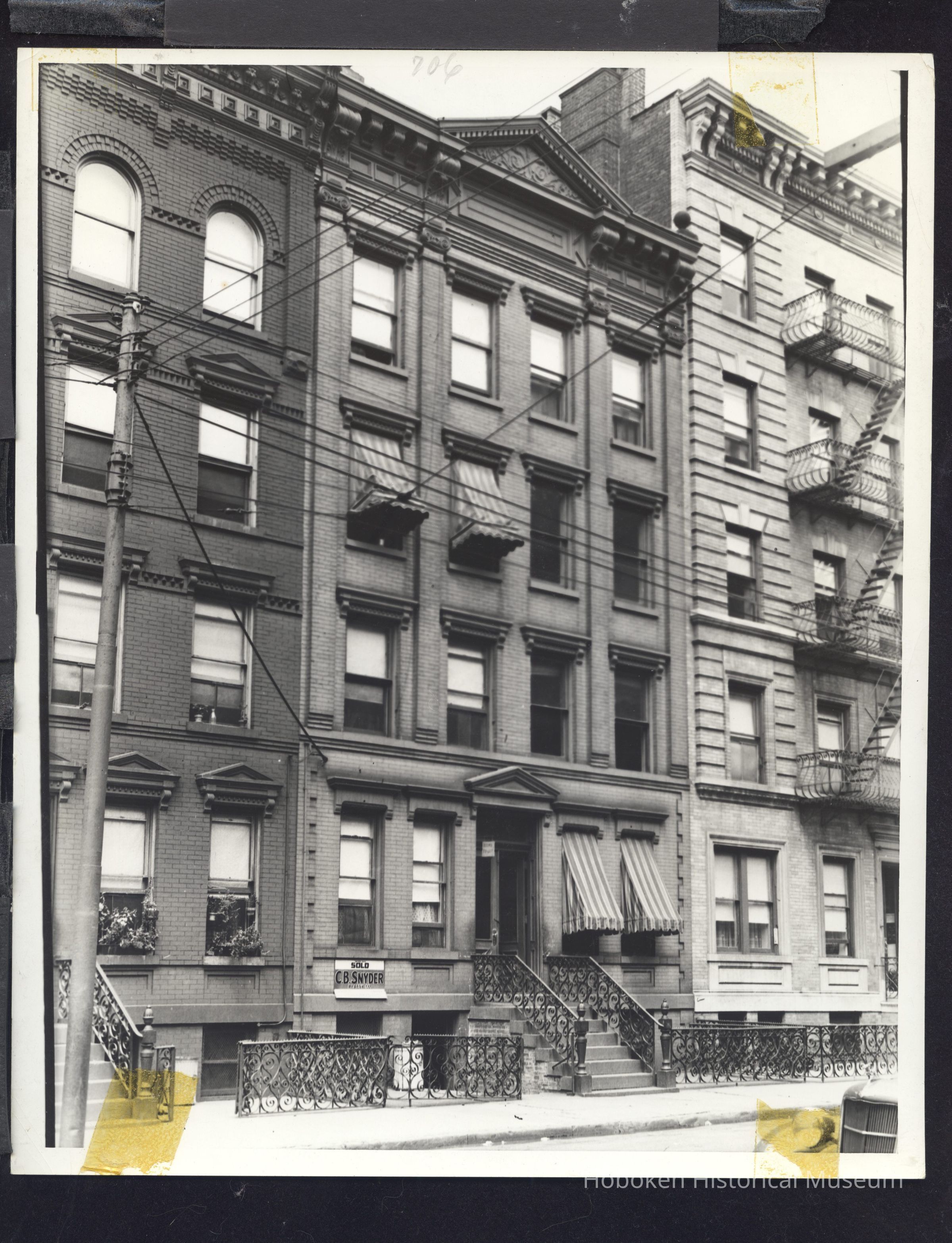 B&W photo of apartment building at 706 Willow Avenue, Hoboken. picture number 1