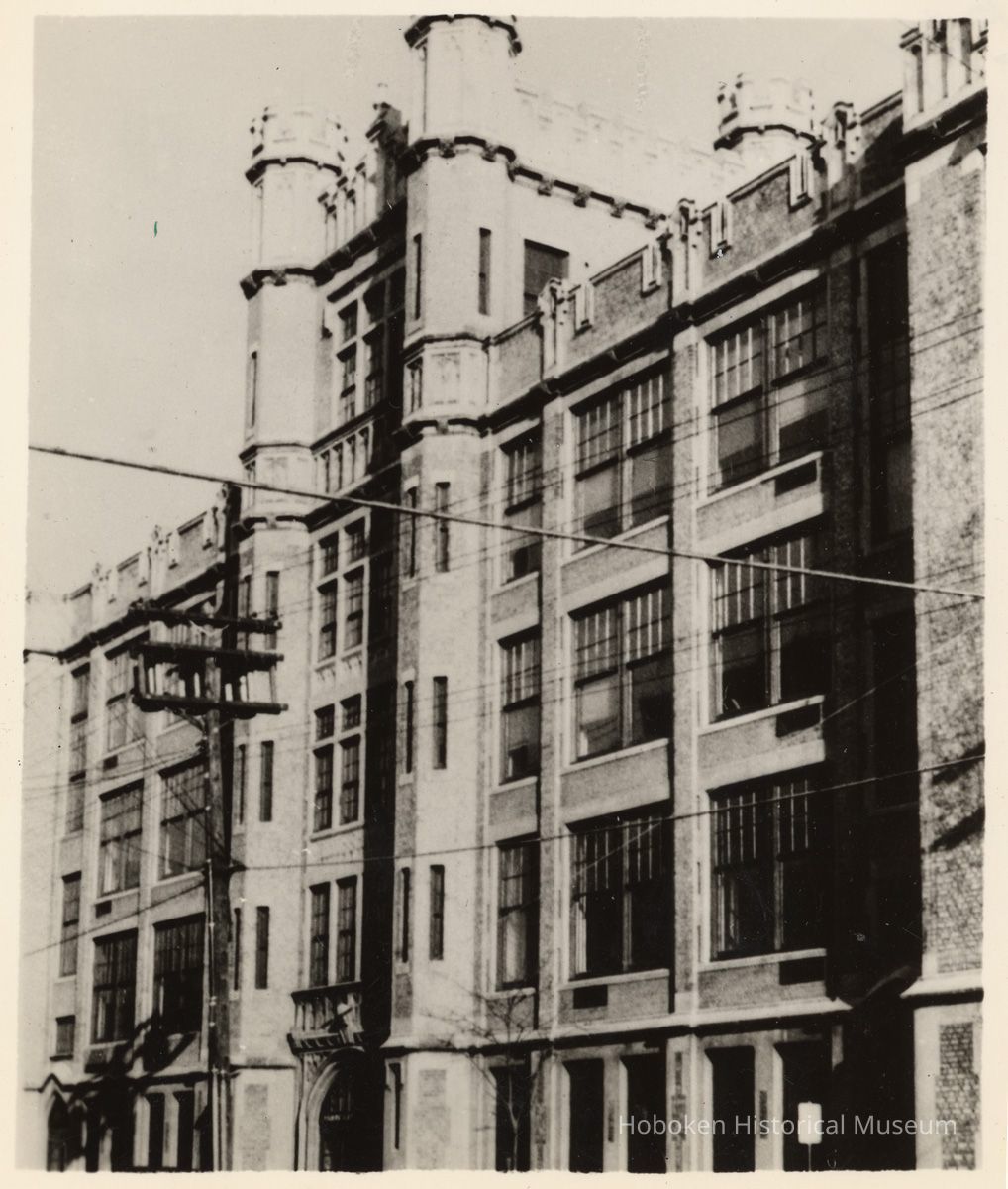 B+W photo of Kealey School, NE corner of Adams & Fifth Sts., Hoboken, 1959. picture number 1