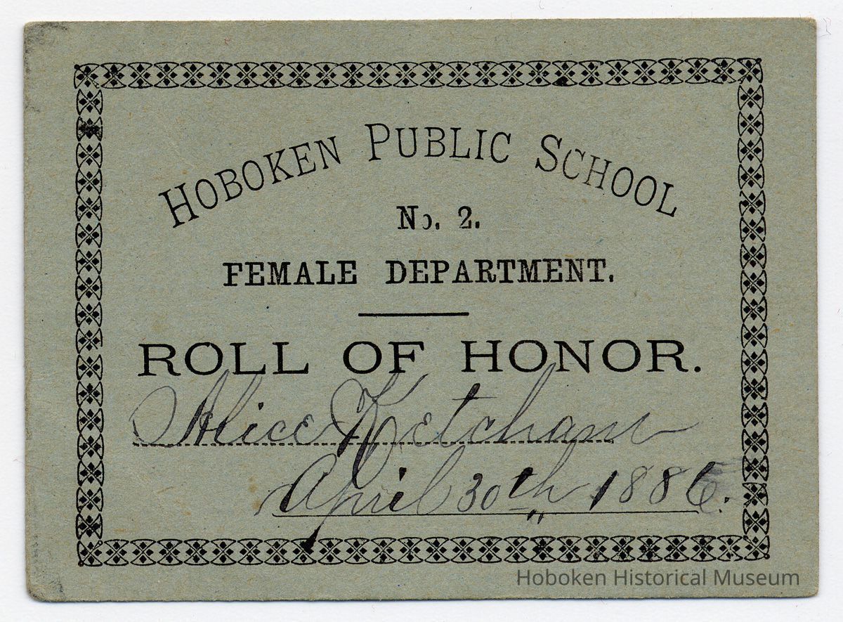 Reward of Merit 1: Alice Ketcham, April 30, 1886