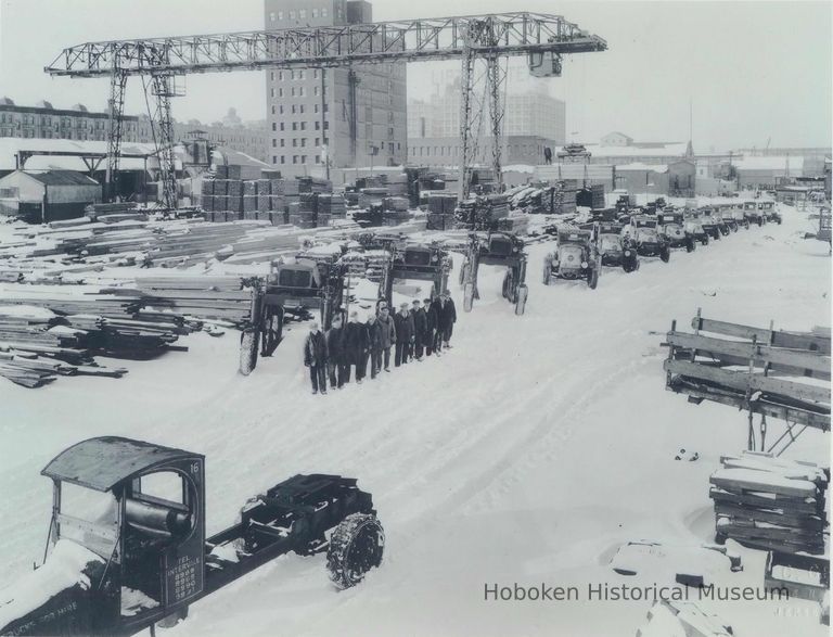 Color copy photo of b+w photo of a winter view of the Lawson & Macmurray Lumber Co., ca. 11th St. & Hudson River, Hoboken, no date, ca. 1934-35. picture number 1