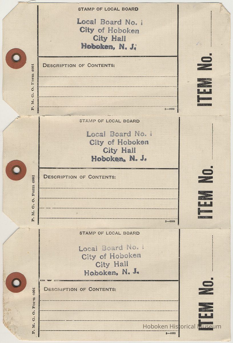 sheet of three tags