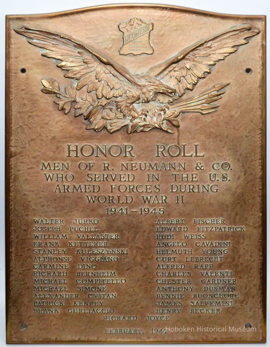 R. Neumann Honor Roll plaque for World War II service