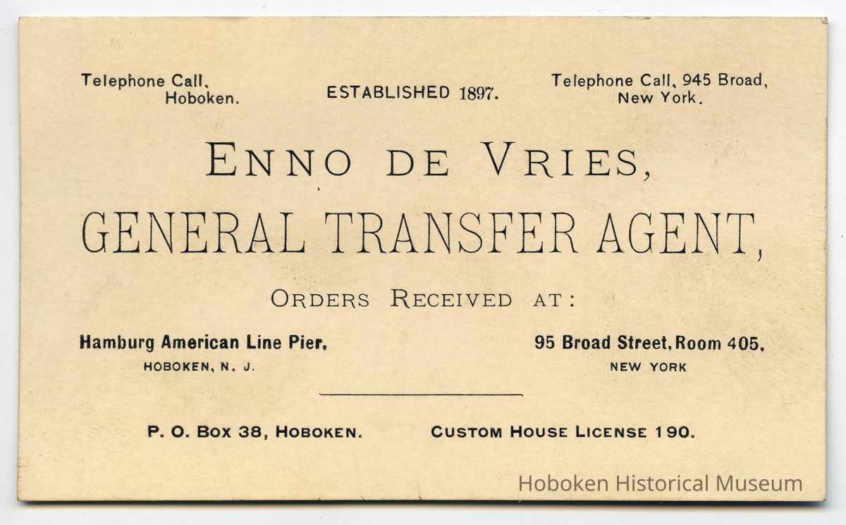 business card: Enno de Vries