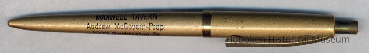 Retractable ball point pen imprinted Maxwell Tavern, Andrew McGovern, Prop., 1039 Washington St., Hoboken, NJ picture number 1