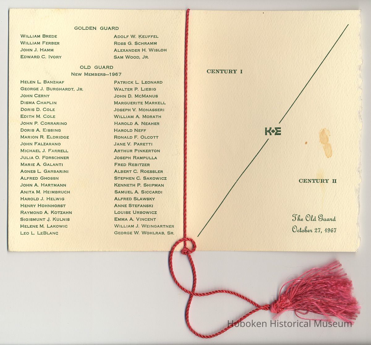 outside: program cover, front and back page with members