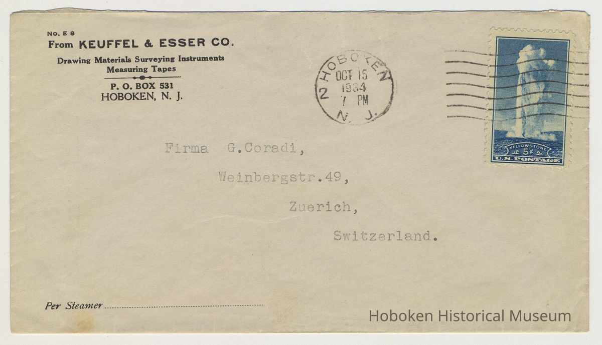 Envelope from Keuffel & Esser Company, Hoboken, N.J. Postmarked October 15, 1934. picture number 1