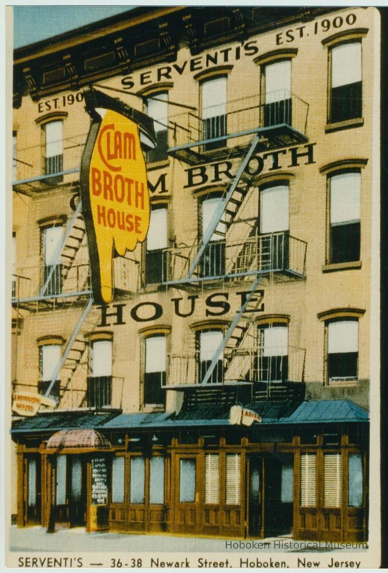 Serventi's Clam Broth House),36-38 Newark Sts., postcard, copy print