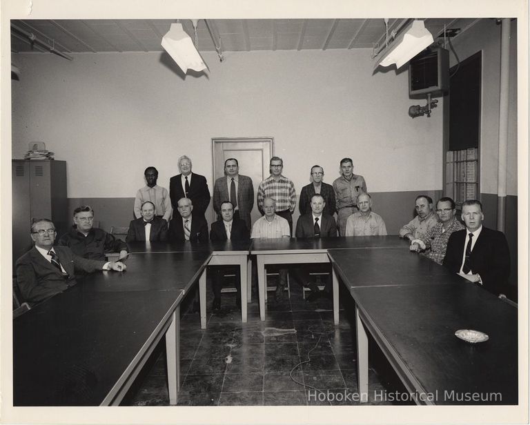 B+W photo of Bethlehem Steel Hoboken Shipyard management training class, Hoboken, n.d., early 1970s. picture number 1