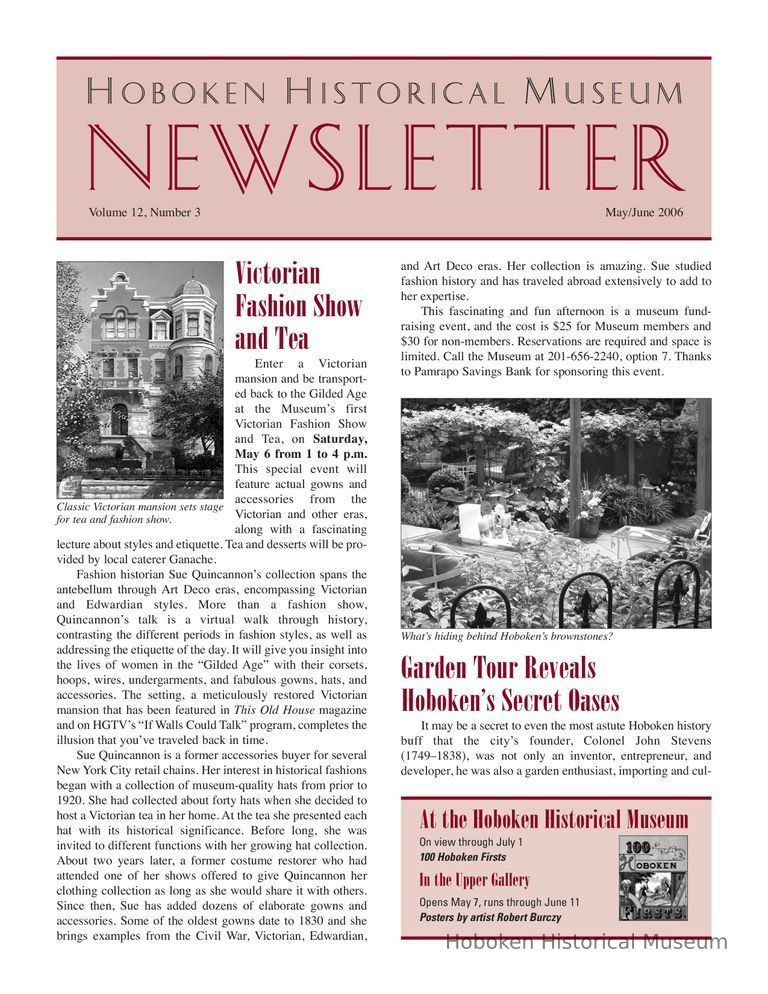 Hoboken Historical Museum Newsletter [Second Series], Volume 12, Number 3, May - June 2006. picture number 1