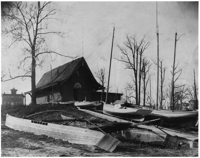 B+W copy photo of the New York Yacht Club building, Hoboken, no date, ca. 1880. picture number 1